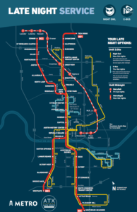 Cap Metro runs a Night Owl service until 3:30 a.m., but there are fewer routes and ridership is low. CREDIT CAP METRO