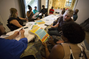 September 6, 2016: A meeting of the 12th Street Business District led by Nicole Klepadlo from the City of Austin Economic Development Department. Gabriel Cristóver Pérez/KUT News.