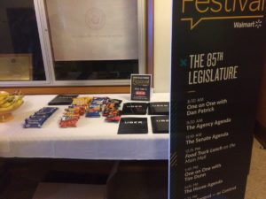 Uber snack table outside of a 2016 Texas Tribune Festival Panel.